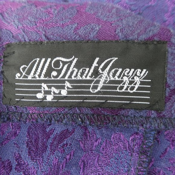 Vintage Brocade Dress All That Jazz Purple Floral Scallop Neck Talon Zip Back S - Picture 8 of 9